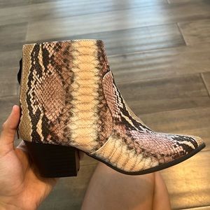Snake print booties